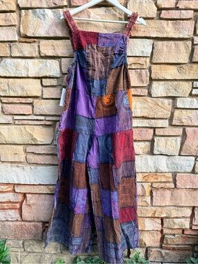 Rhea mix patch Jumpsuit NWT 100%cotton OS